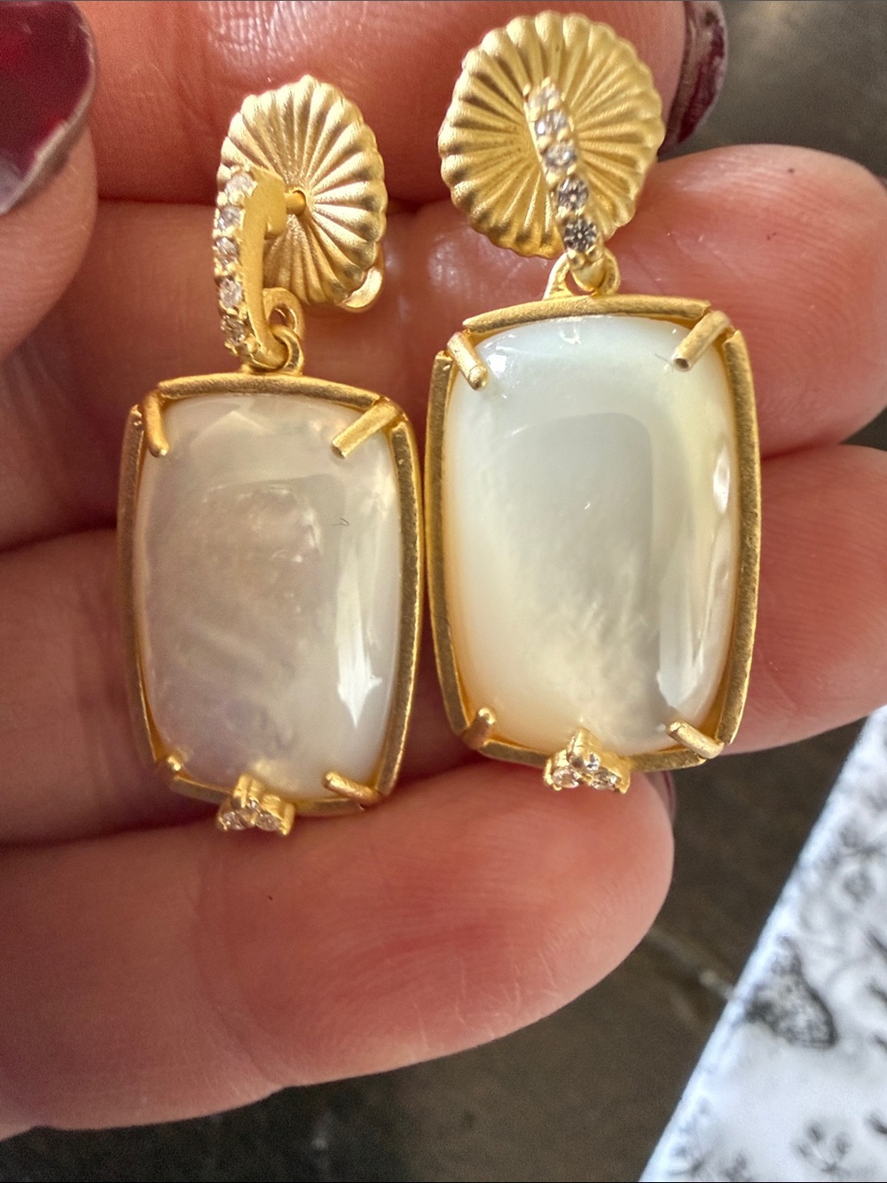 Freida Rothman Sterling Mother of Pearl Drop Earrings
